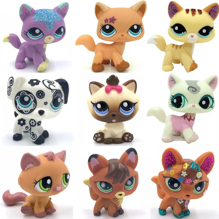 LPS CAT Littlest pet shop toys standing short hair cat original kitty fox puppy dog Old cute Bobble head toy