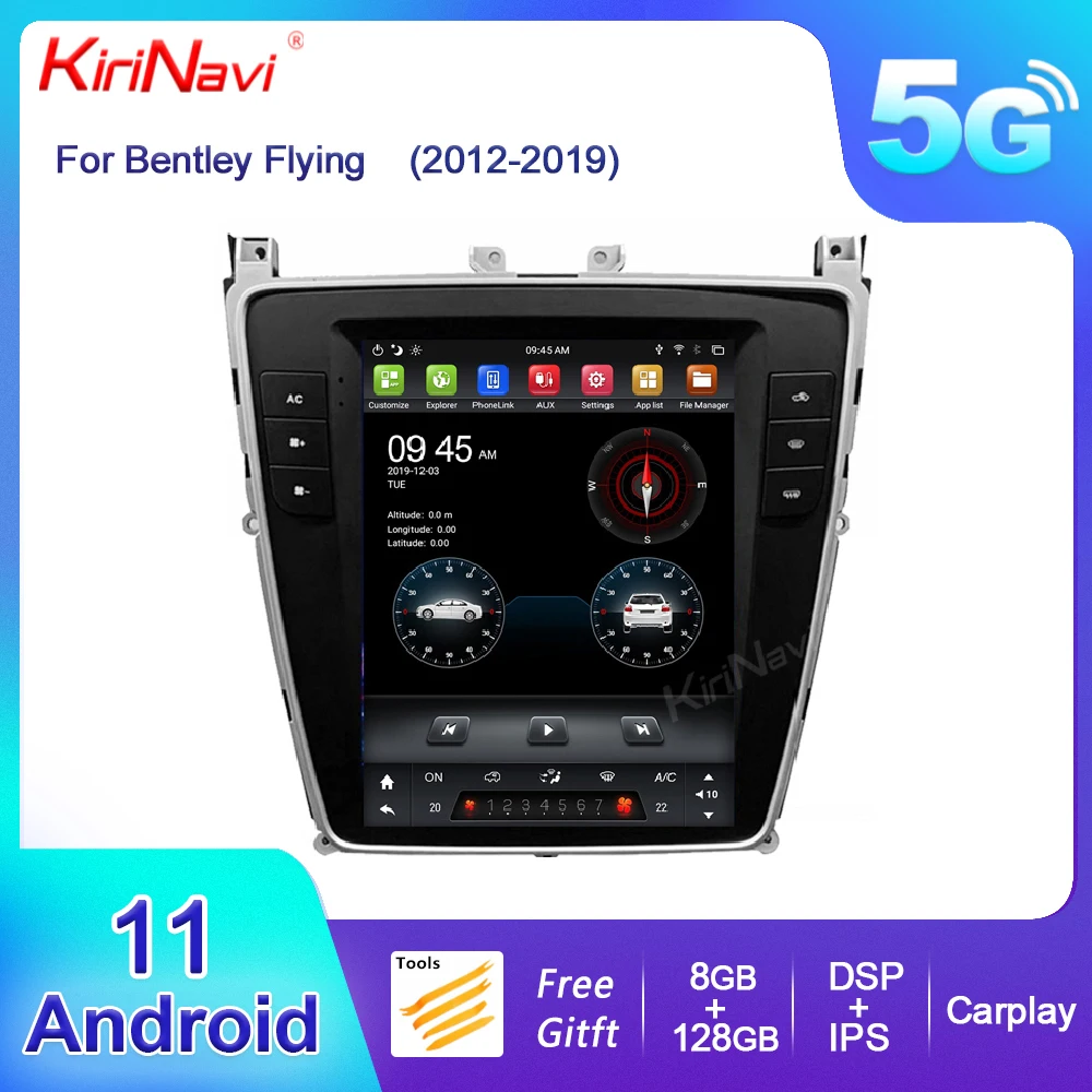 Kirinavi Schermo Verticale Android 13 Per Bentley Flying Spur Supersport 2012-2019 Autoradio Navigazione Gps Lettore Dvd Automatico 4G Dsp
