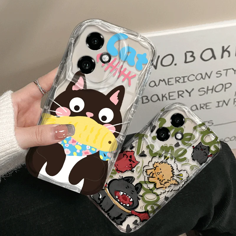 Shockproof Cartoon Cat Pattern Flexible TPU Case - Protective Back Cover s