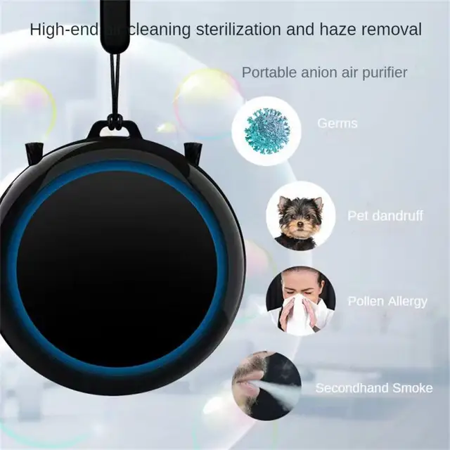 Függő Nyaki Wc -Dezodor Otthoni Irodai Hálószoba Por Füst Eltávolítás Légtisztító Ionizátor Tisztító Tartós Usb Levegő Frissítés Csendes - Image 4