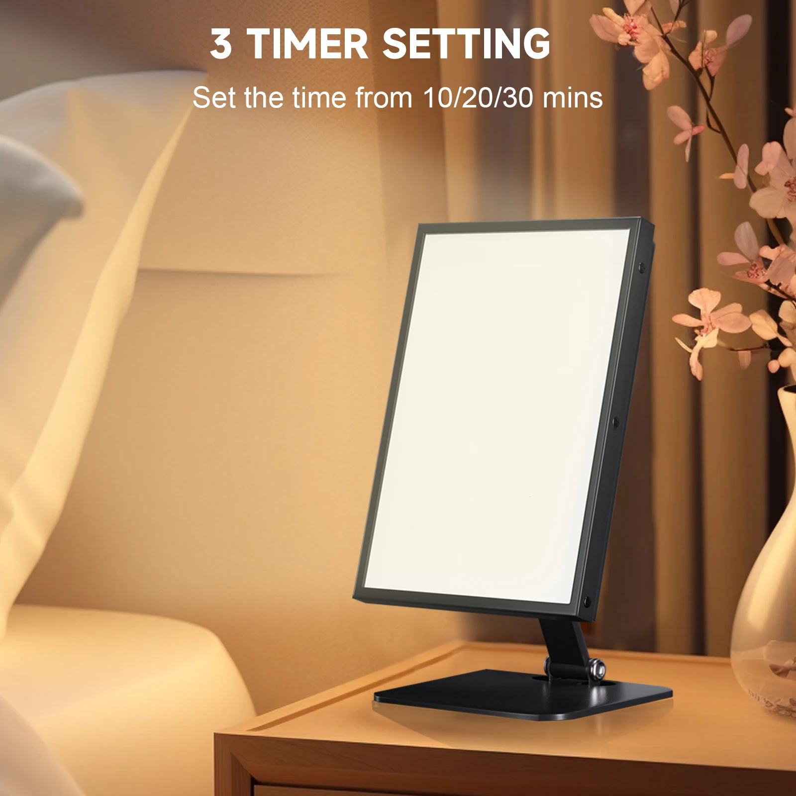Phototherapy lamp UV-free bright white LED therapy lamp 10000 LUX-adjustable brightness, mode and countdown timer
