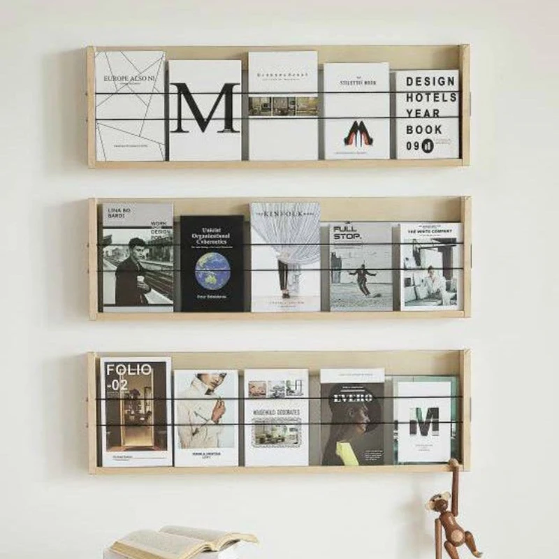 Wooden Wall Magazine Racks Shelves Storage Display Corner Bookcase Sideboards Bookends Libreria Scaffale Minimalist Furniture book stand storage rack trolley