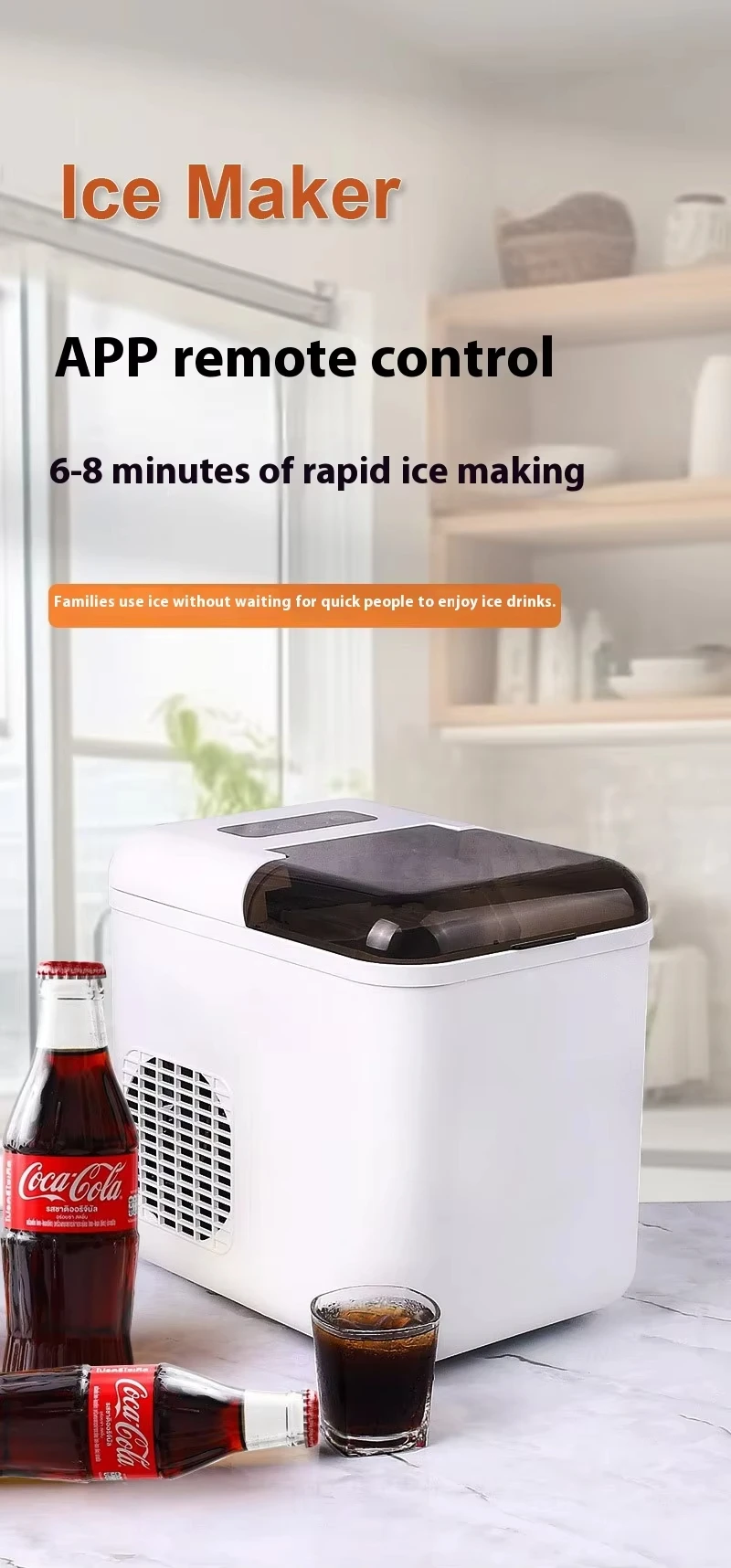 Description Picture 5 of item110V 85W Mini Ice Maker - Multi-Functional, Fast Ice Making, Portable Stainless Steel, Easy Clean, for Home, Office & RV Camping