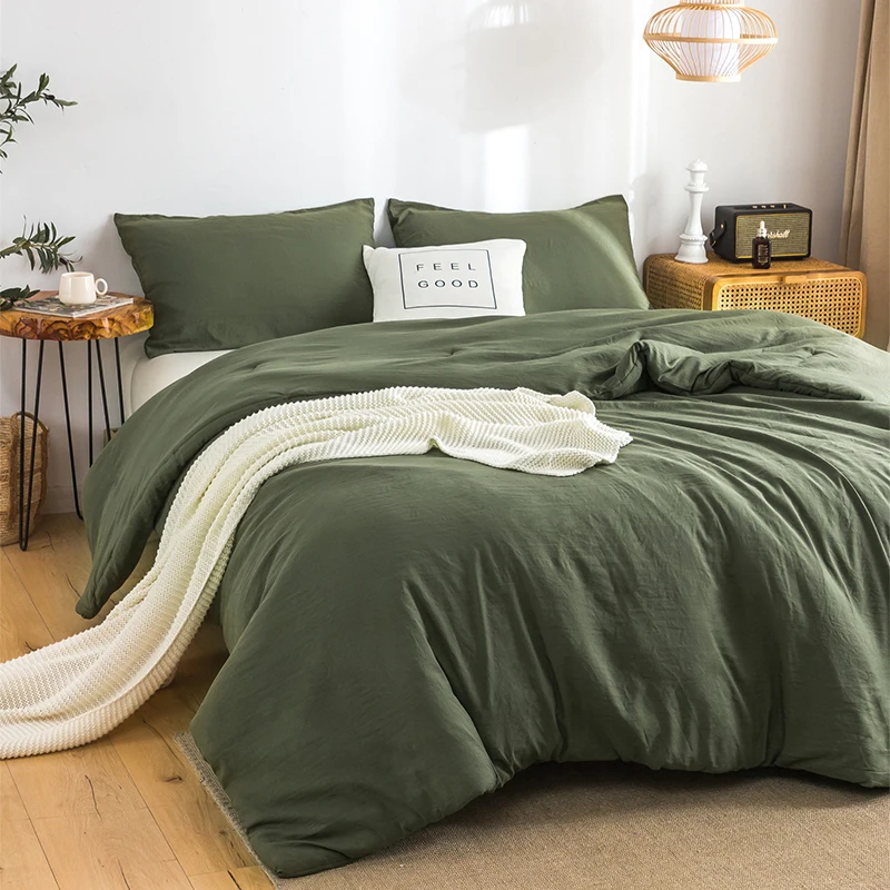 

107inch*92 inch Bedding comforter set Dark Olive green Lightweight Fluffy Cotton Fabric All Seasons King size