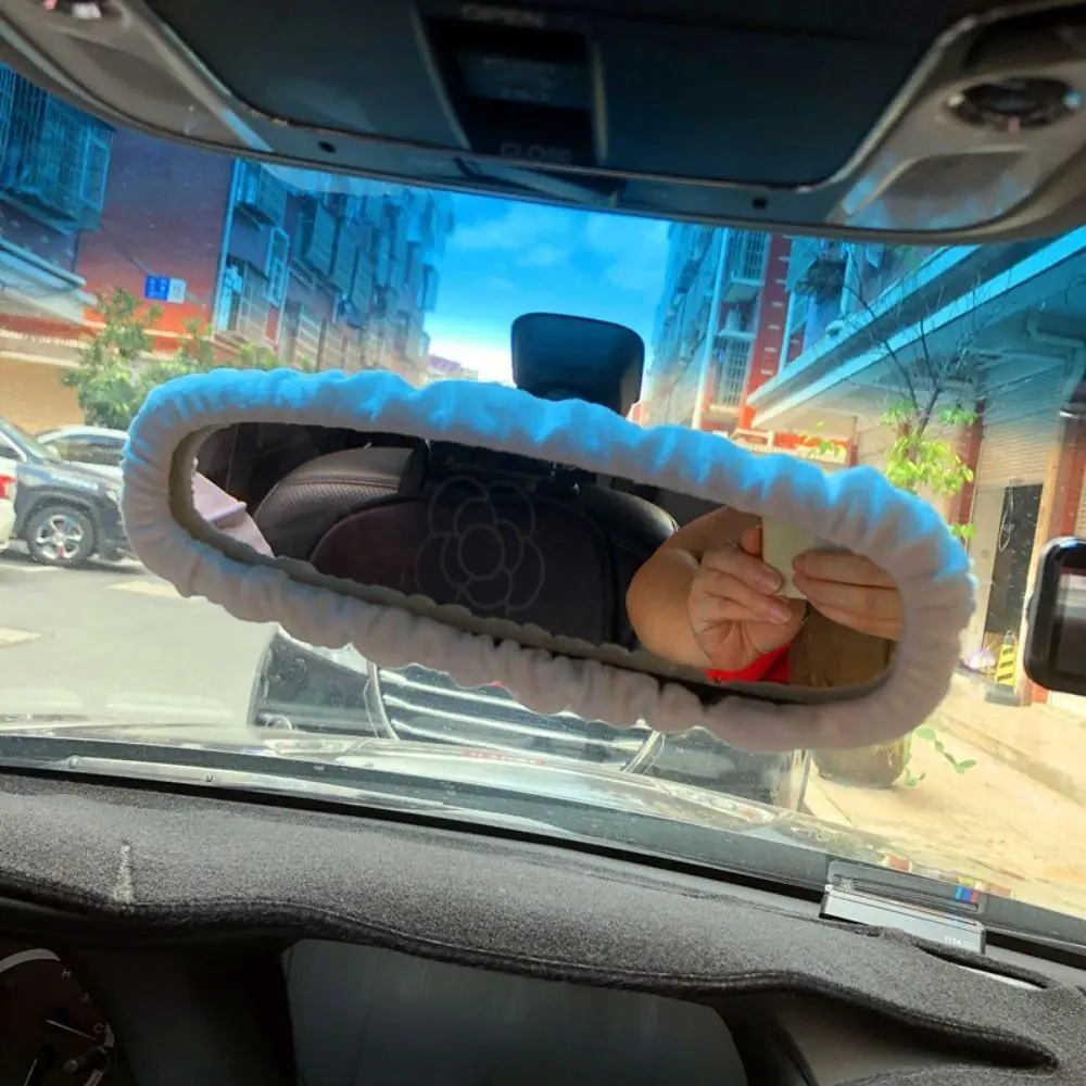 Rearview mirror cover Cute Elastic Plush Cartoon Car Rearview Mirror Cover
