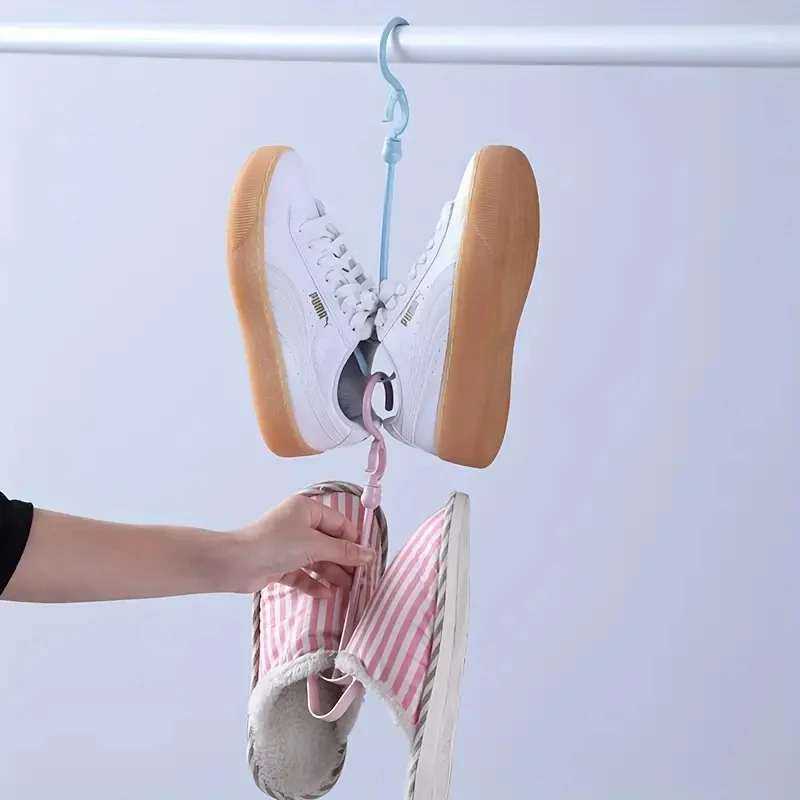 Mini T Windproof Double Hook Multifunction plastic hanger 1Pc for Balcony Hanger Shoe Rack Hanging