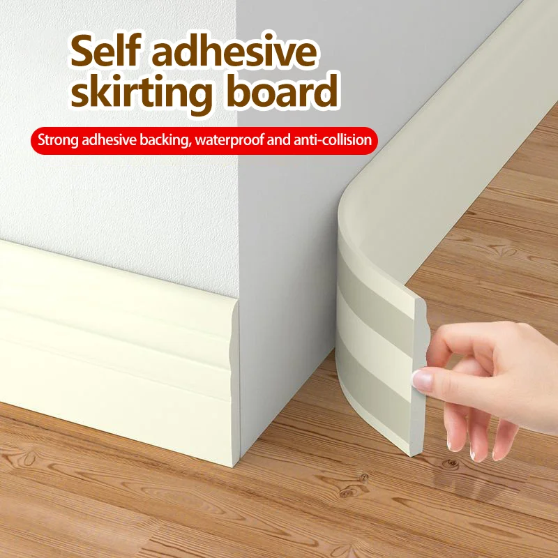 Decorative 3-Meter Skirting Board with Self-Adhesive Backing and Anti-Collision Design