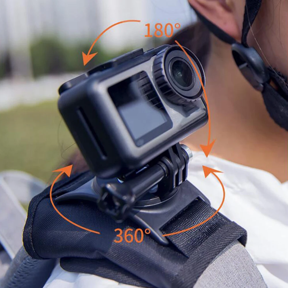 GoPro 배낭 숄더 스트랩 마운트, 360 ° 조절식 배낭 마운트 클립, GoPro Hero 12 11 10 9 8 Insta360 X3 DJI Action 3