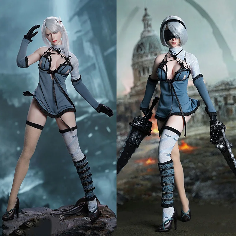 

Женская пижама-солдат SET069 1/6, сексуальная модель, бисексуал 2B Sister, Android, Резная Голова, набор одежды, модель для 12-дюймовой экшн-фигурки, игрушка