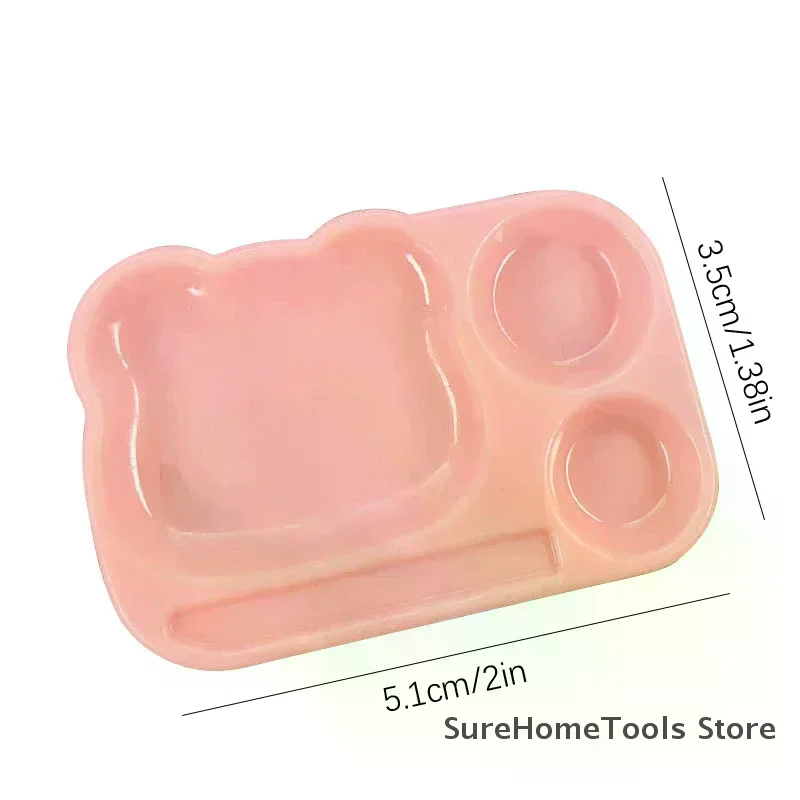 1PC Cartoon Nail Art Color Palette Plastic Nail Gel Polish Mixing Plate Tray with Brush Holder DIY Manicure Painting Tool