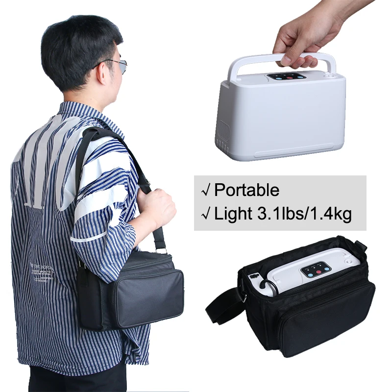 Dropshipping OEM Portable Oxygen Enrichment Machine 2.5 hours Battery Oxygen Concentrator Generator Oxygenerator 1 7l min generator oxygen making machine home adjustable air purifier high purity ac 220v portable oxygen concentrator