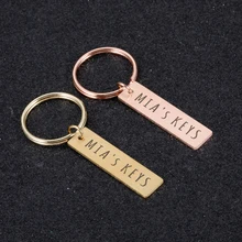

Customized Personalized Name Pendant Keychain Custom lovers' Name Text Key chain Stainless Steel llavero for Women Men Keyring