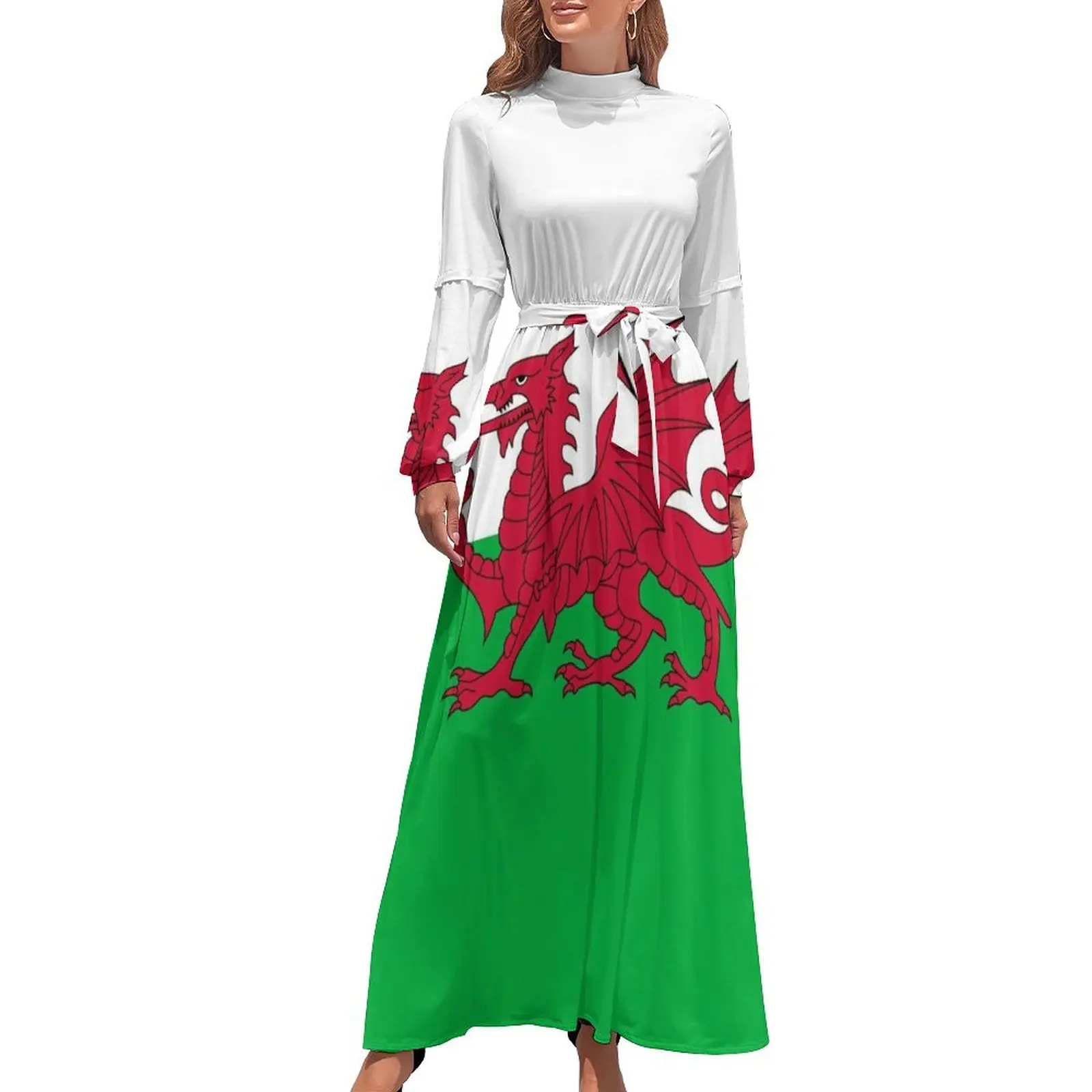 thumbnail image 1 of Bandera de Gales Vestido largo de dama de honor Vestido de playa para mujer Trajes sensuales y sexys para mujer, 1 of 5