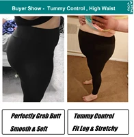 Buttery Soft Plus Size Leggings For Women Super Stretch Wide High Waist Rib Tummy Control Jegging Stirrup & Ankle - Image 3