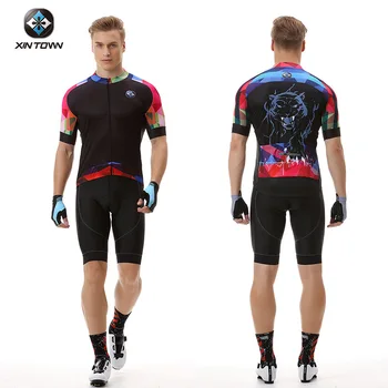 XINTOWN Black Panther Summer Short Sleeve Cycling Jersey & Bib Shorts Set 1