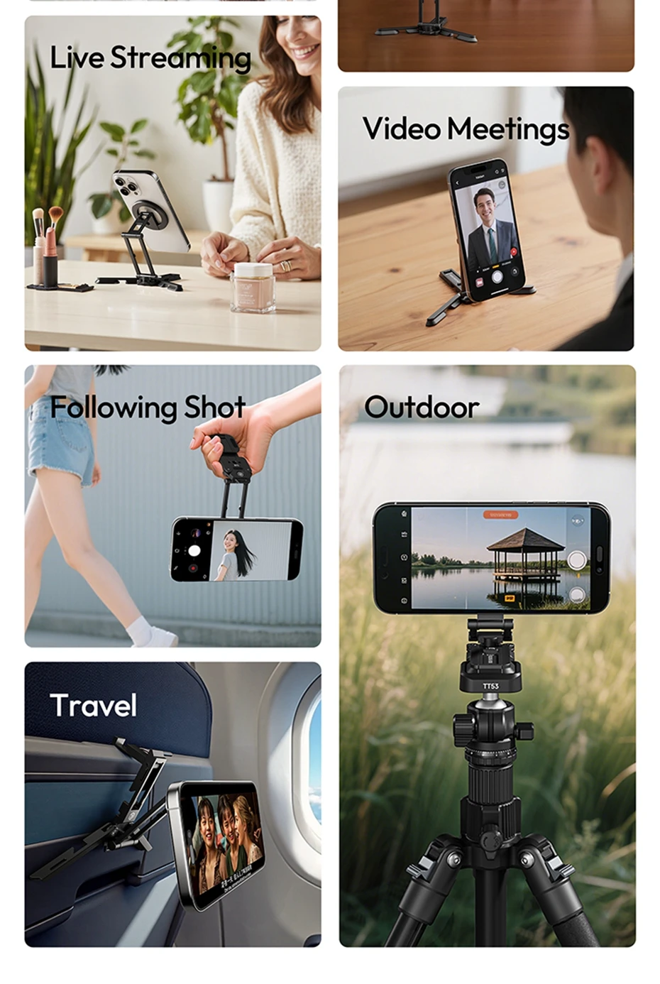 Foldable Phone Stand with Magnetic Ring / Phone Clip Mount Tripod Selfie Mantis