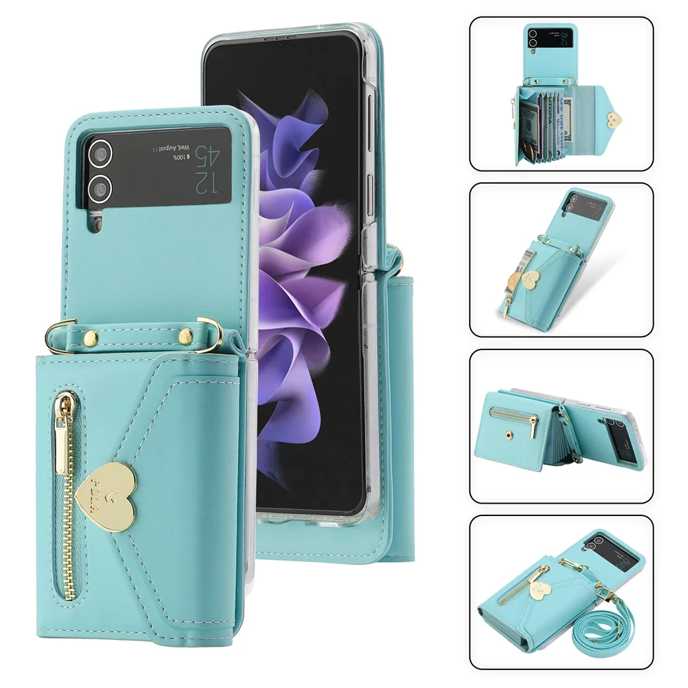 Galaxy Z Flip 4 Crossbody Wallet Phone Case For Samsung