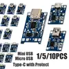 1/5/10pcs Type-c Micro USB 5V 1A 18650 TP4056 Lithium Battery Charger Module Charging Board With Protection Dual Function 1A DIY 1