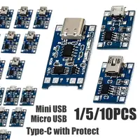 1/5/10pcs Type-c Micro USB 5V 1A 18650 TP4056 Lithium Battery Charger Module Charging Board With Protection Dual Function 1A DIY 1
