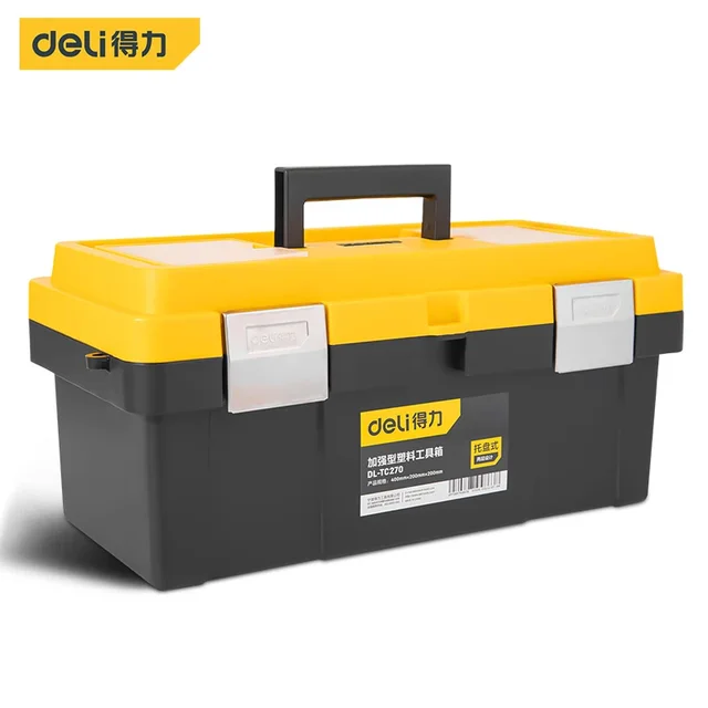 Deli-caja de almacenamiento de herramientas, organizador de herramientas portátil multifuncional, de doble capa, con asa, con múltiples especificaciones, 1 piezas