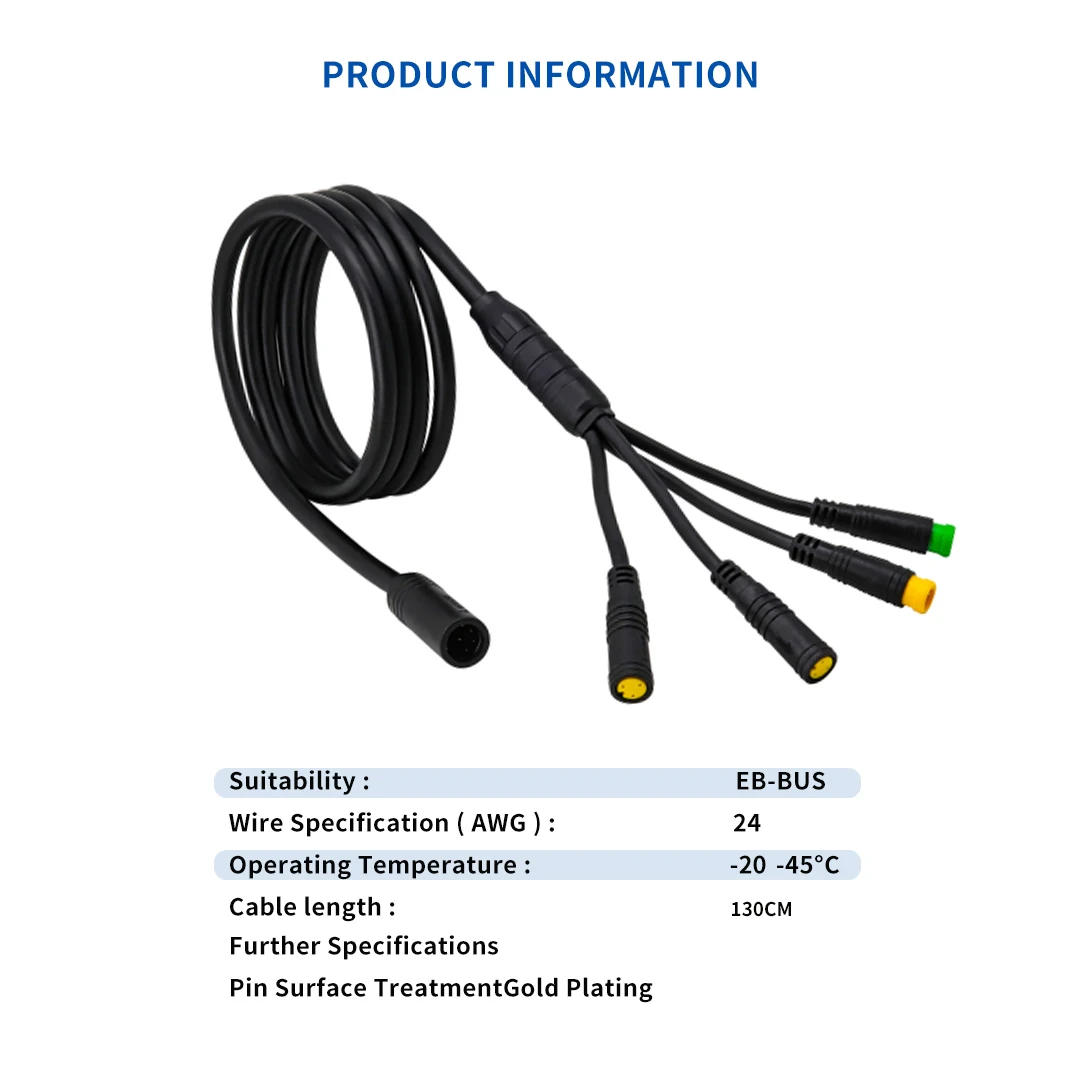 Bafang 미드 드라이브 모터용 Ebike 케이블 1T4, BBS01 BBS02 BBSHD, 디스플레이 브레이크 레버 및 스로틀 커넥터 포함, 8fun 모터에 적합