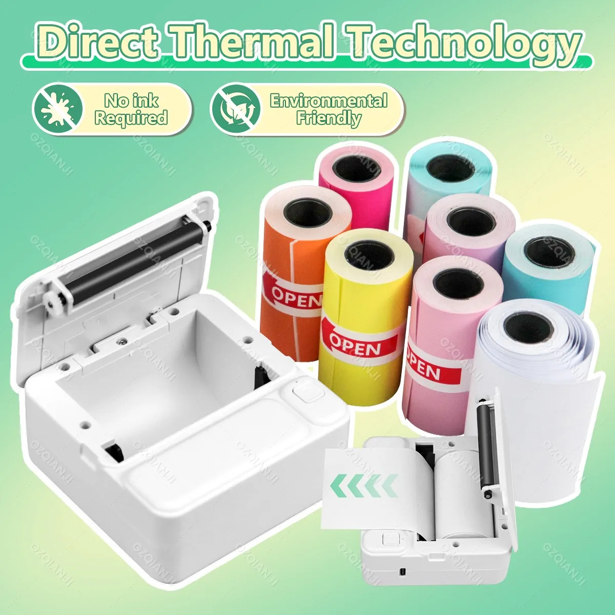 Mini portable thermal printer print photo pocket thermal sticker label printer 58mm wireless Bluetooth Android iOS printing