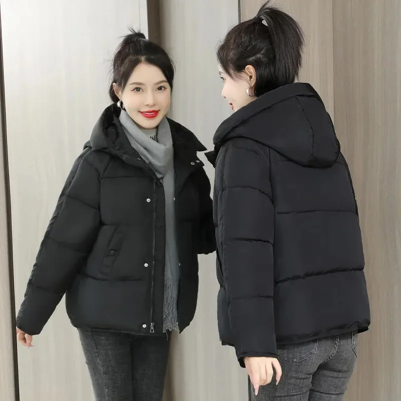 숏다운패딩  Winter Jacket Women Coat 2023 New Parkas Short Hooded Casual Overcoat Warm Cotton Padded Jacket Parka Female Jacket Outwear 