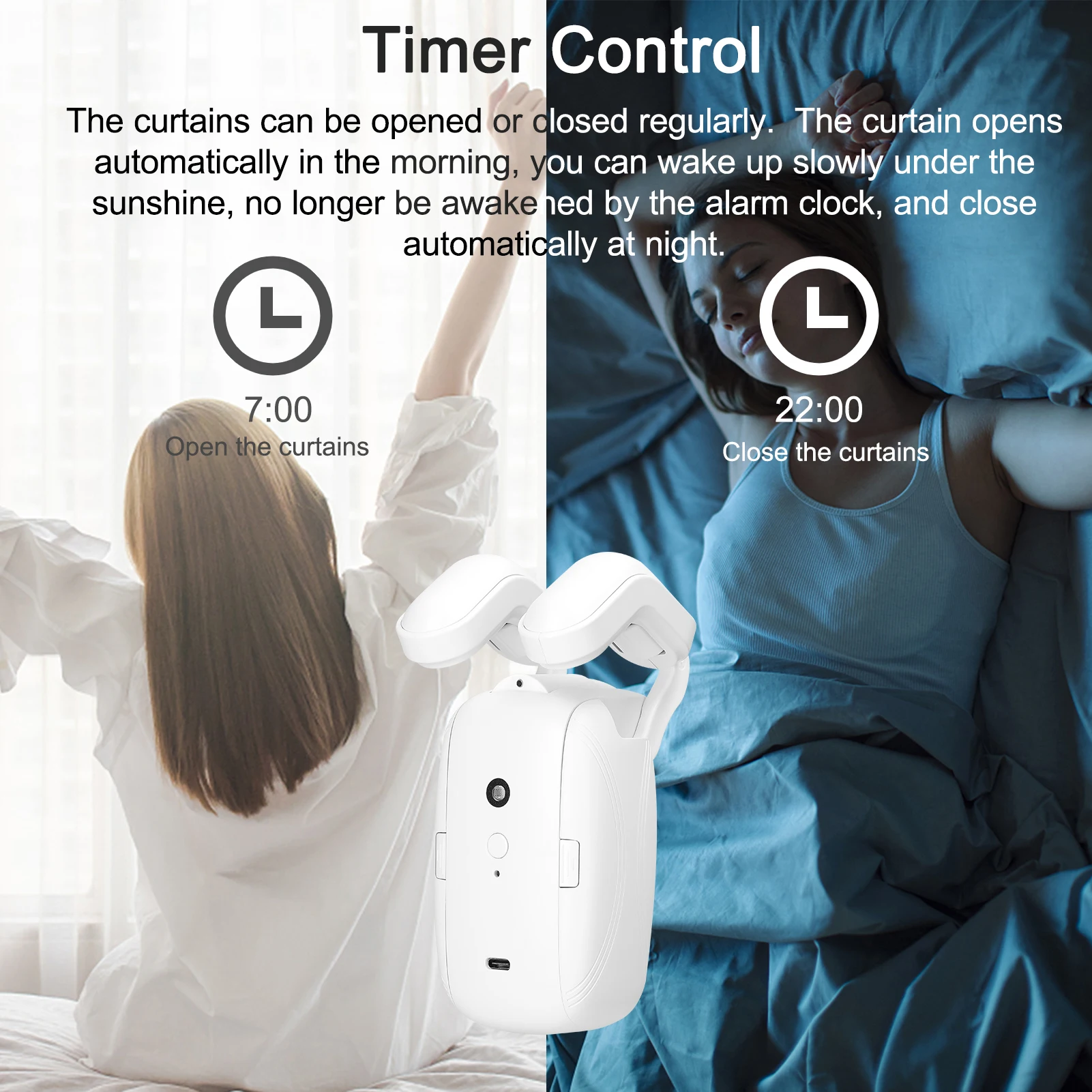 Description Picture 6 of itemTuya WiFi Smart Curtain Controller Timer For Roman Rod Temperature & Light Sensor No Wiring Curtain Switch For Alexa Google Home