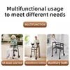 Stand Upright Walkers with Seat for Seniors Elderly Foldable Double Arm Walker Aid Walking Rehabilitation Equipment Crutch Chair 2