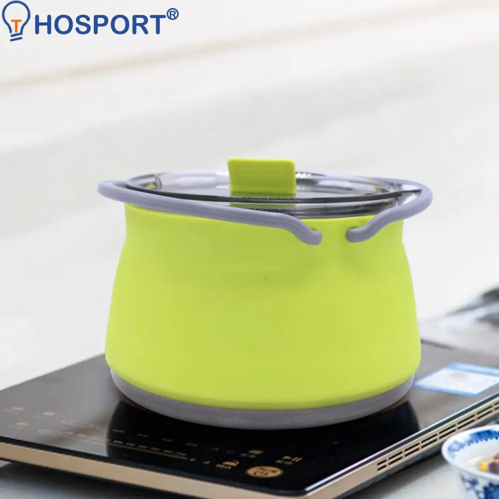 Foldable Water Kettle Lightweight Camping Kettle Compact Silicone Water Pot Ergonomic Handle Collapsible Hot Boiler