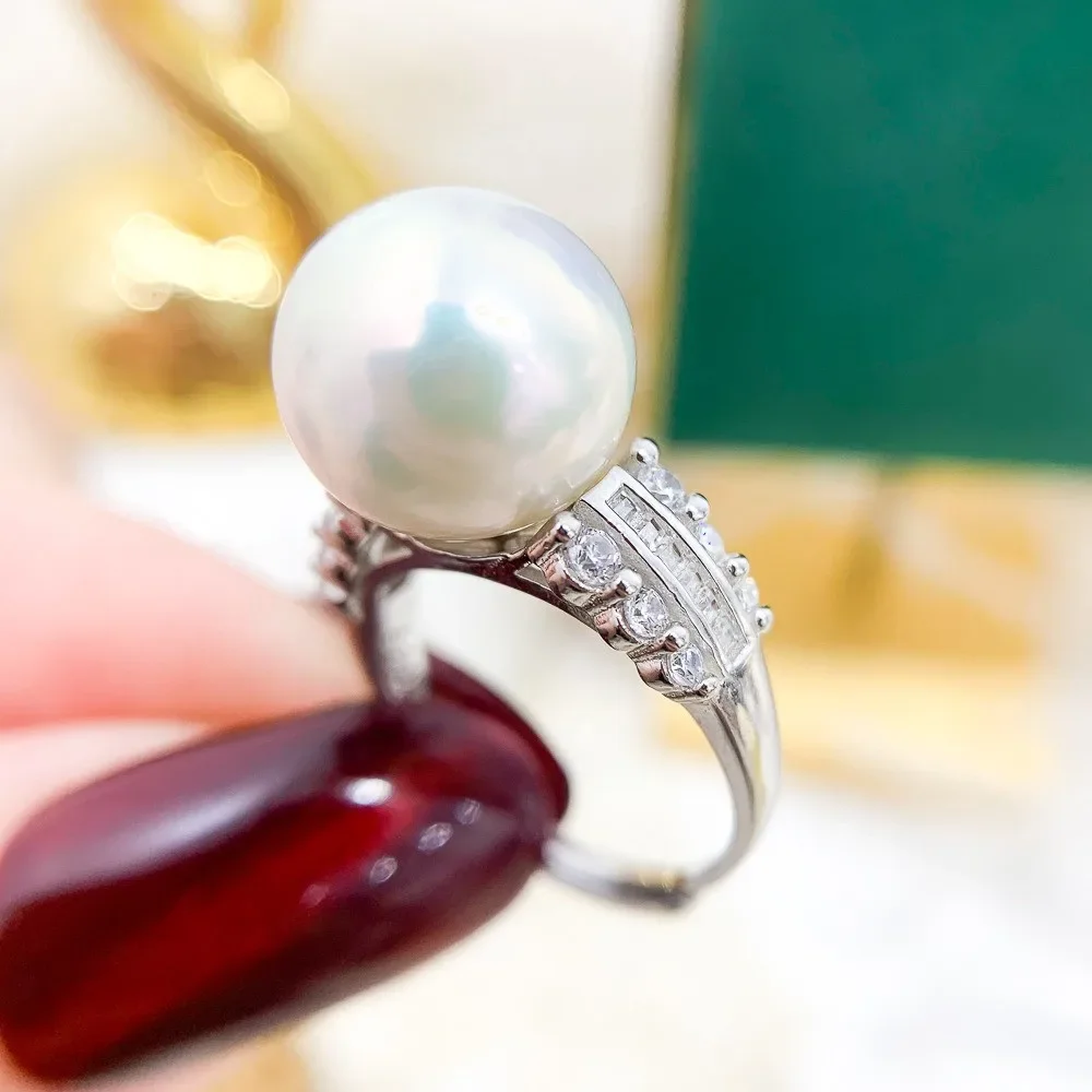 

DIY Pearl Ring Accessories S925 Sterling Silver Ring Empty Set Fashion Gold Silver Jewelry Set Fit 11-13mm Circle Z369
