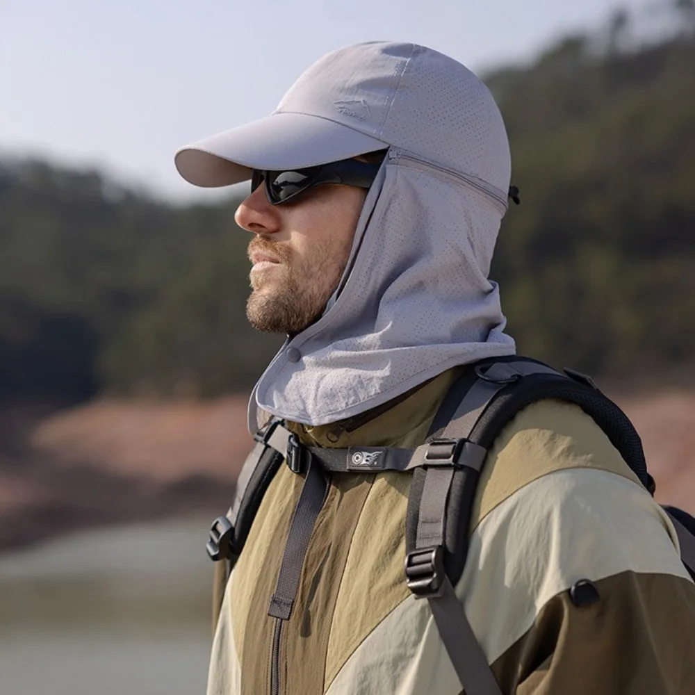Breathable Wide Brim Sun Hat with Detachable Mesh Shawl