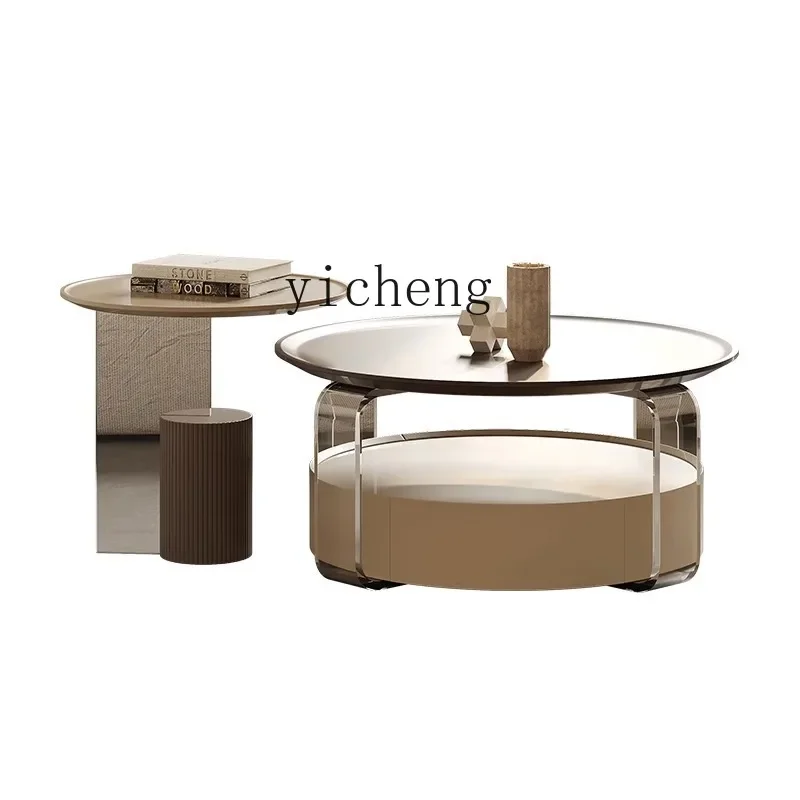 

ZK Acrylic Tea Table Living Room Home Small Apartment Simple round Tea Table Ins Style