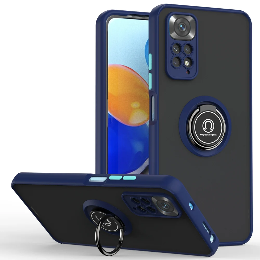 KEYSION Matte Case for Redmi Note 11 11S 11 Pro 5G Global Transparent Ring Shockproof Phone Back Cover for Redmi Note 11_voghion.com