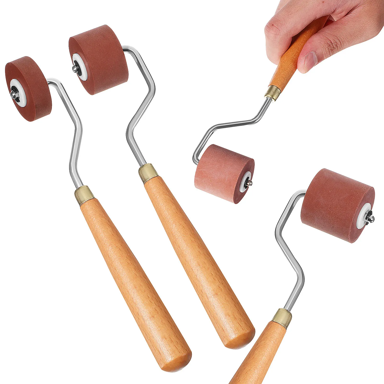 인쇄공예용 고무 롤러 세트 3개, 스탬핑 잉크 도포, 접착제 펴기, 1cm 2cm 3cm 폭 스테인리스