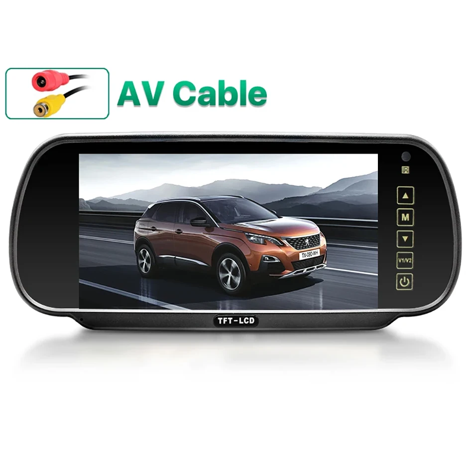 Monitor LCD HD da 7 Pollici per Auto, Schermo per Parcheggio Veicoli con 2 Ingressi AV, Display Automatico per Assistenza, Utilizzabile con Sistema di Telecamera Posteriore