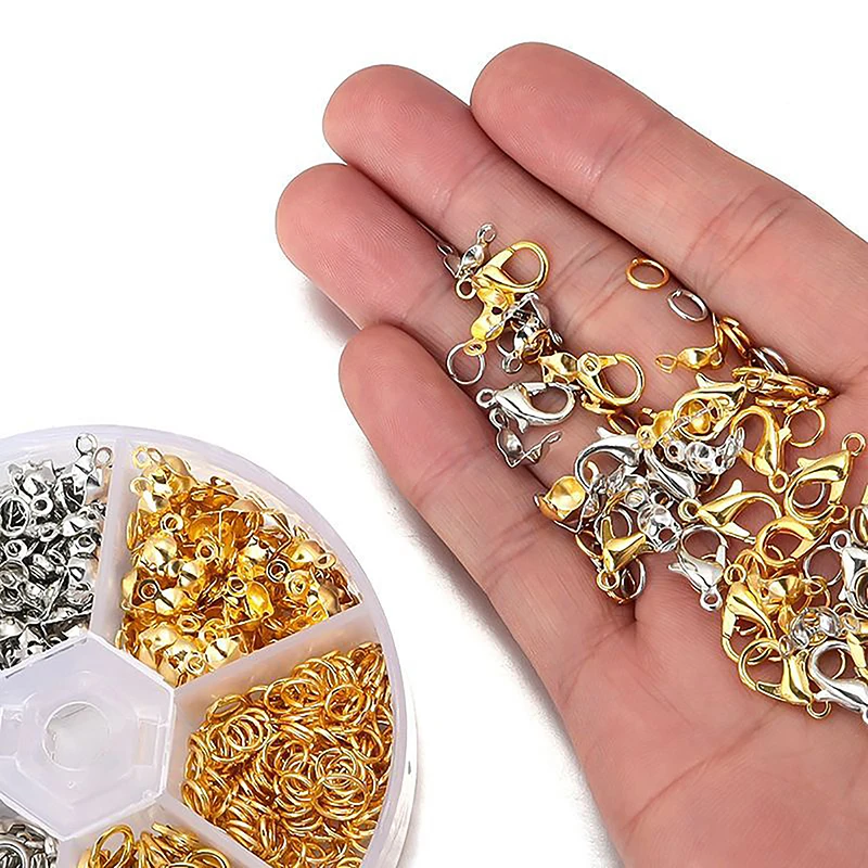 Nuovo 1 Scatola Di Gioielli Che Fanno Chiusura A Moschettone Anelli Di Salto Aperti End Crimps Beads Box Set Per Collana Di Braccialetti Fatti A Mano 