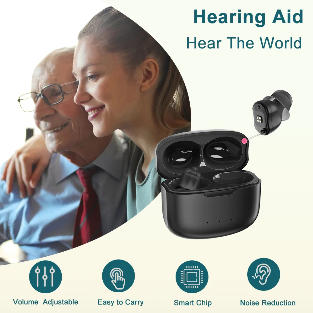 Rechargeable Hearing Aids Invisible Mini Noise Reduction Adjustable Sound Amplifier Wireless Ear Device for Elderly Audifonos 3