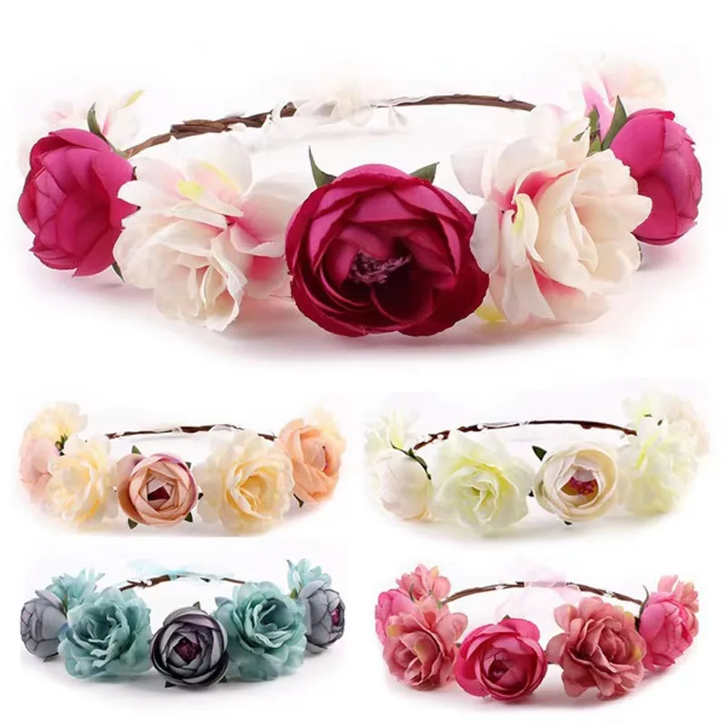 Wedding Floral Crown Head Band for Women Fashion Floral Wreath Flower
