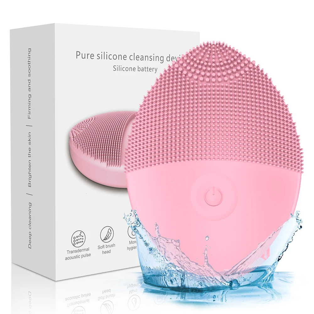 Electric facial cleanser facial cleansing brush deep pore cleaning silicone beauty sound wave vibration massage facial cleansing brush facial cleanser massager