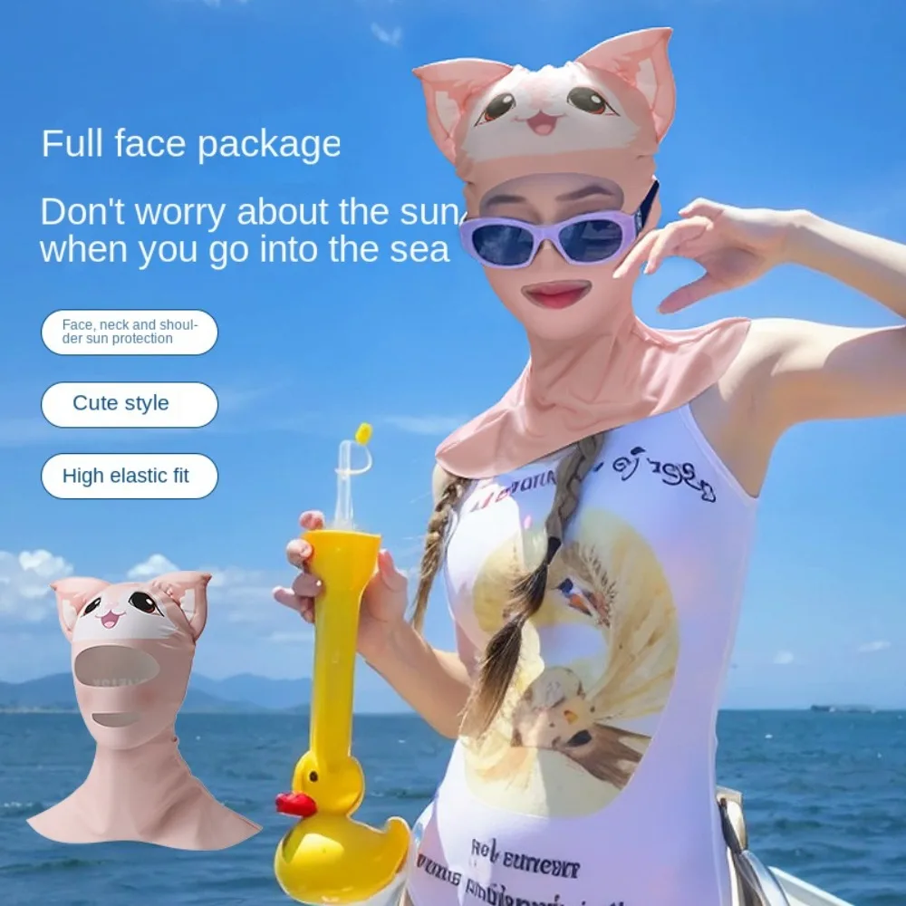 Summer Ice Silk Mask Breathable Face Mask Sunscreen Face Scarf Face Gini Head Cover UV Protection Diving Mask Outdoor