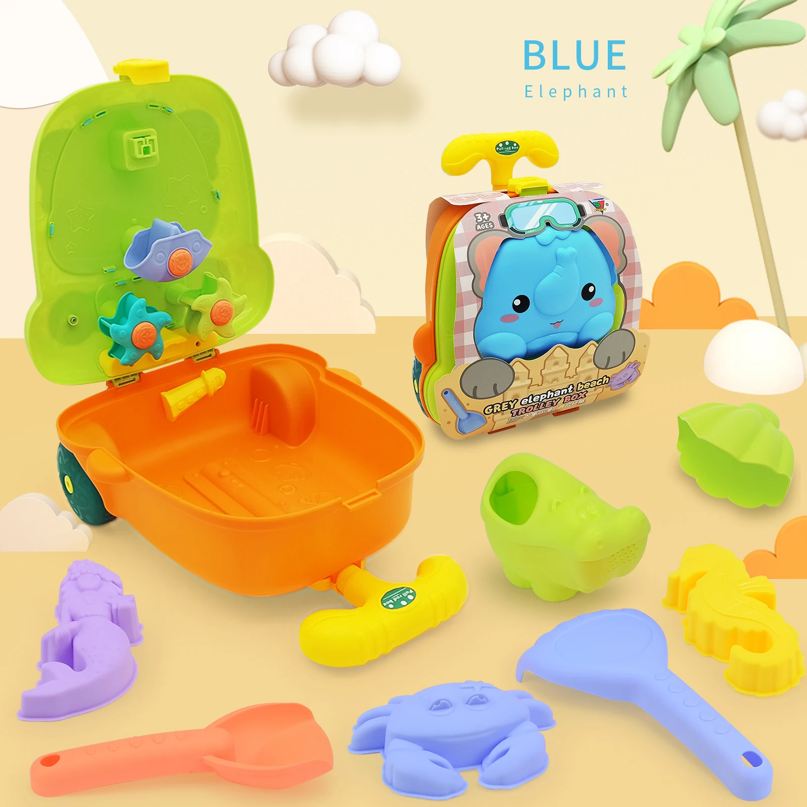 Toddler Beach Toys for Kids ,8 Piece Sand Toys Including , Watering Can, Rake, Shovel, 4 Sand Molds,Outdoor Indoor Play Gift 3