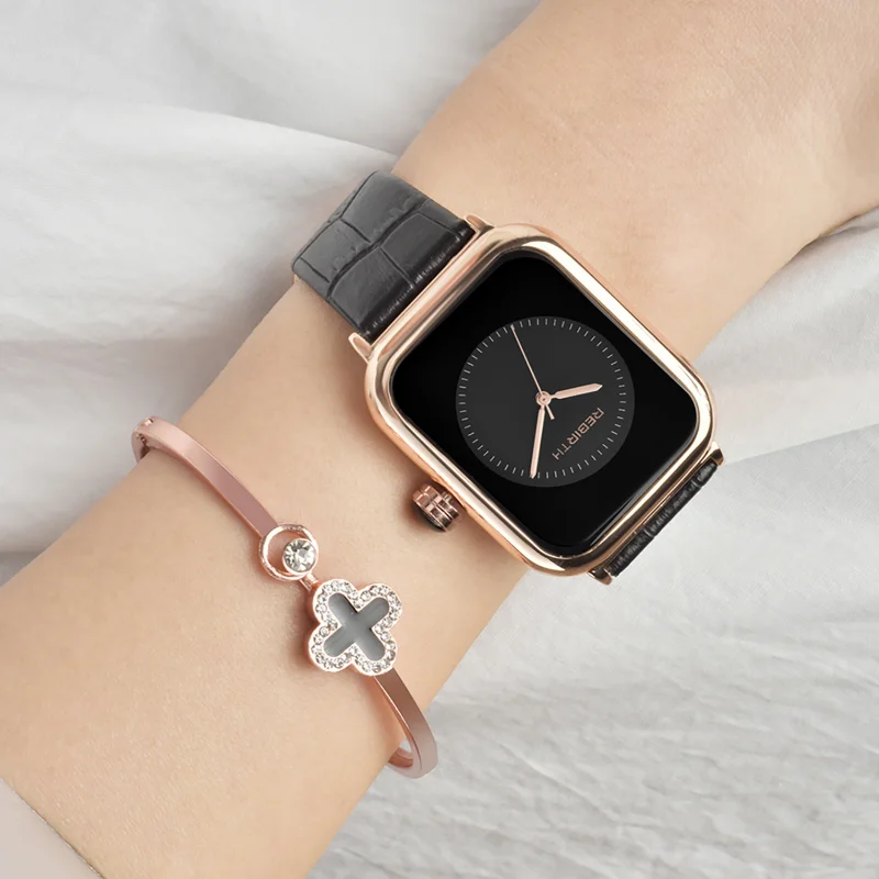 

Square Women Rubber Watch Band Wrist Watches Pink for Ladies Wrist Watches Quartz Relogio Feminino Women's Square