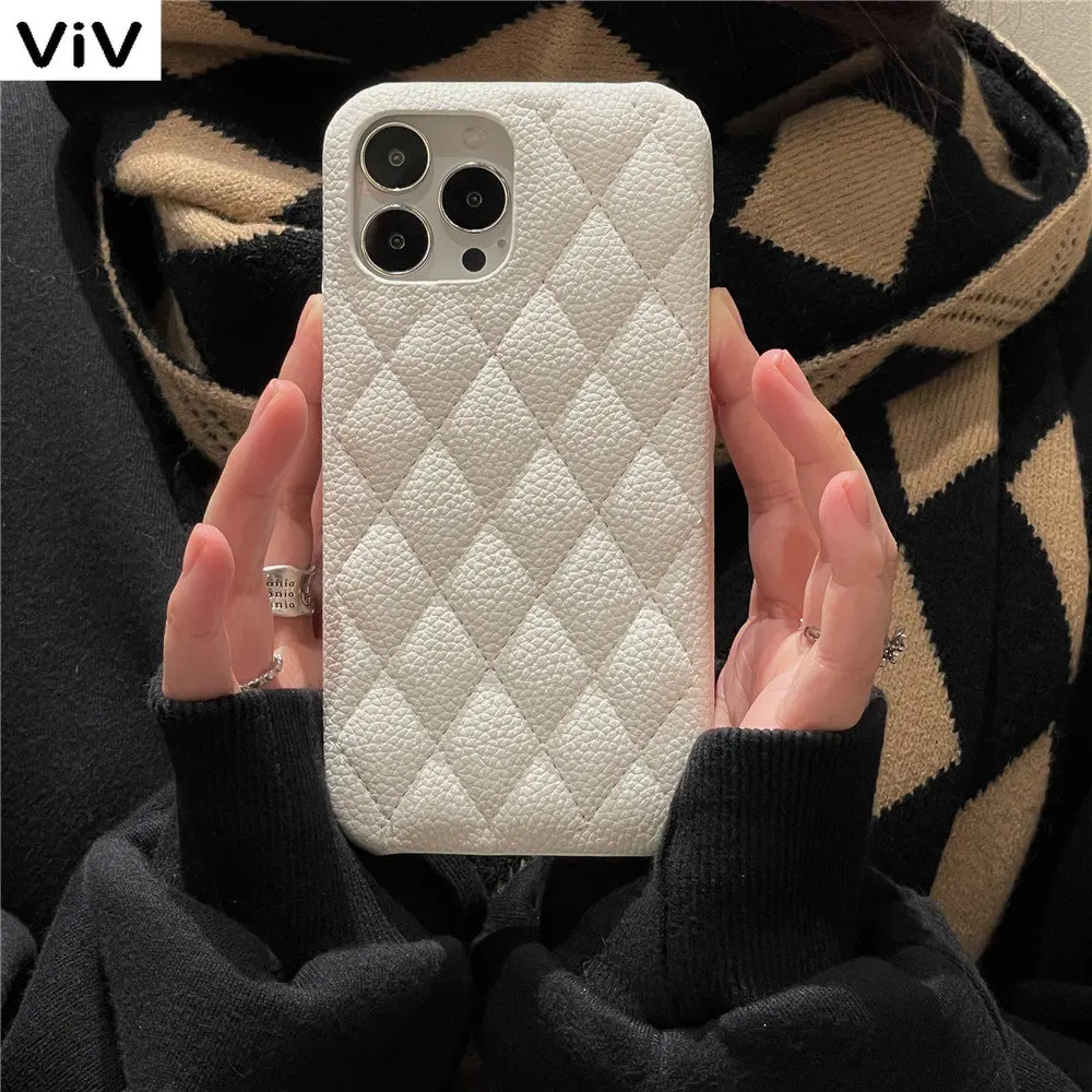 

Роскошный чехол из овечьей кожи в клетку для iPhone 14 Pro Max 11 12 13 XS XR X 7 8 14 Plus, однотонный противоударный чехол-накладка