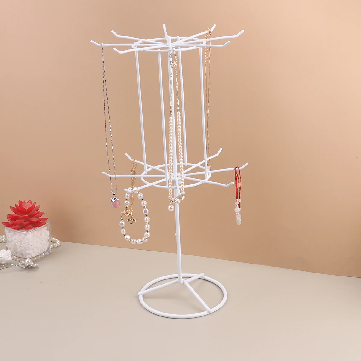 Black/white Iron Double-layer Jewelry Rack Necklace Display Rack Bracelet Bracelet Hanger Hair Accessories Earrings Jewelry Rack