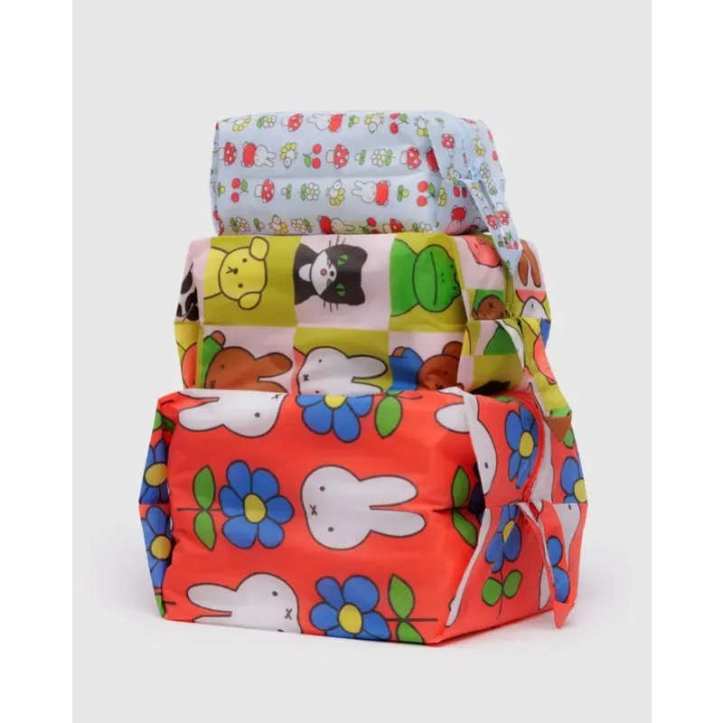 3 Stück Kawaii Miffy Niedliche Reise-Kleidertasche Multifunktionale Aufbewahrungstasche Handtasche Geschenk-Spielzeug für Mädchen