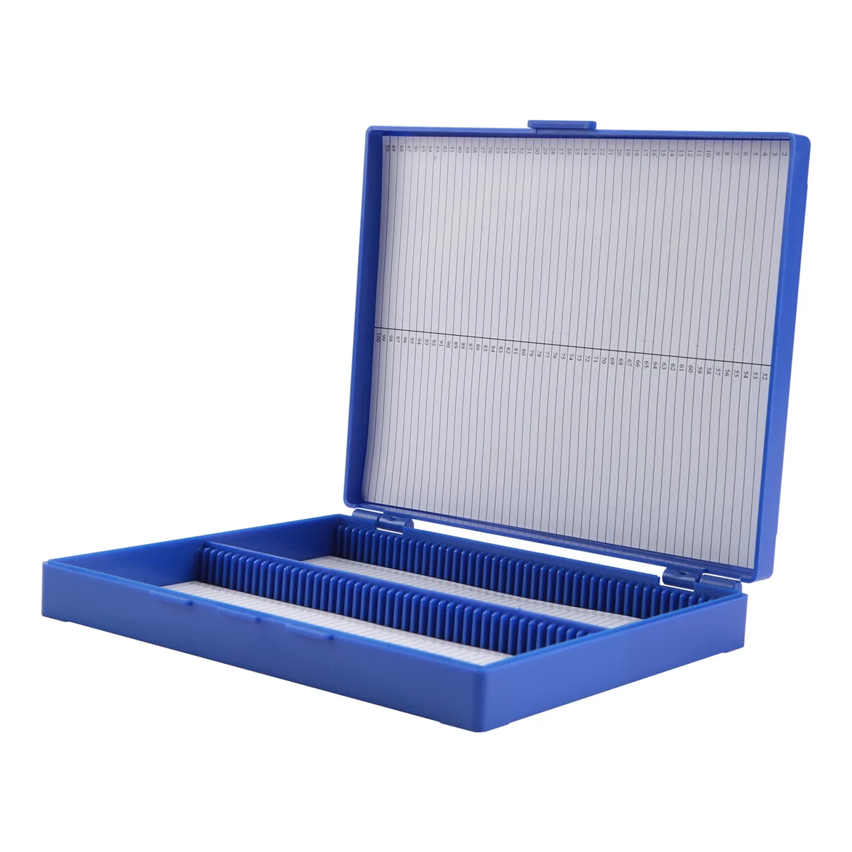 Royal Blue Plastic Rectangle Hold 100 Microslide Slide Microscope Box