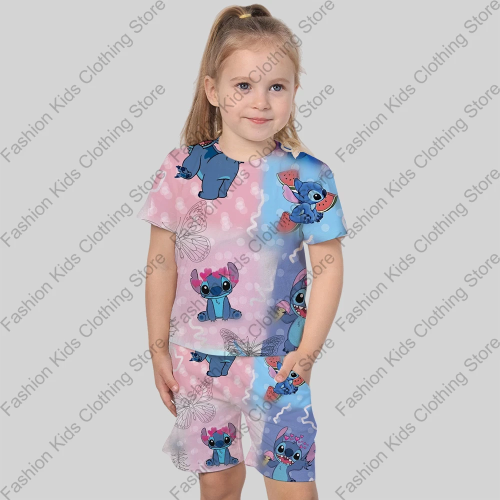 MINISO Nouvel Été Enfants Vêtements Ensembles Garçon Fille Dessin Animé Point 3d Impression T-shirt Style Décontracté + Ensemble Short Et Haut Enfants Survêtement Costume Vêtements