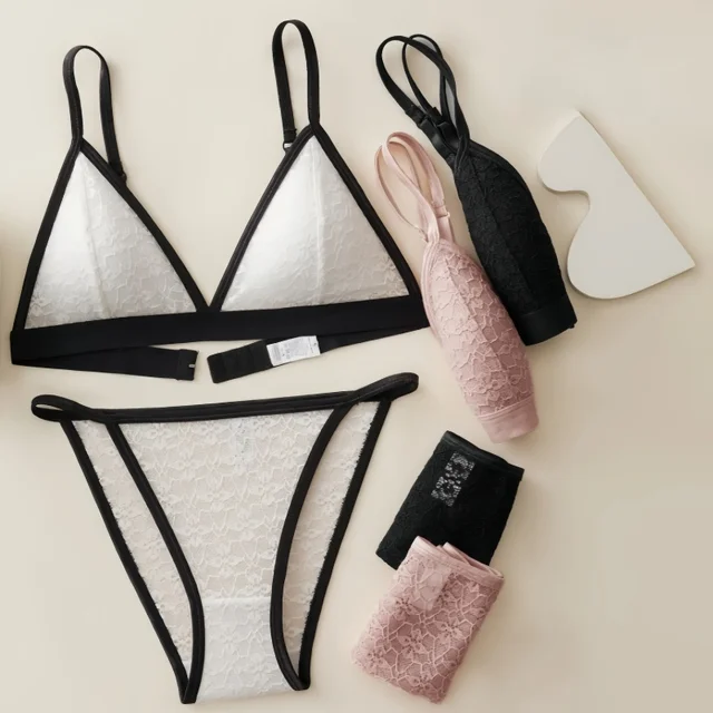 Wireless Lace Bra and Panties Set Transparent Sexy Lingerie for Women - Image 2