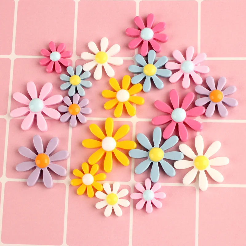20Pcs 매력 꽃 플랫 백 수지 패션 여자 여자 귀걸이 쥬얼리 액세서리 만들기 DIY 브로치 봉제 공예 장식 패치
